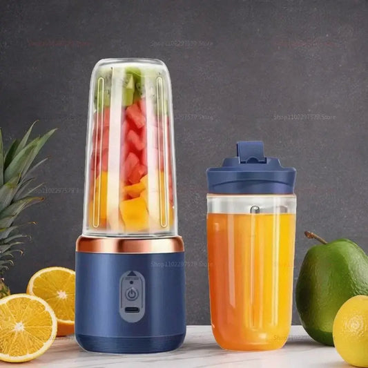 Portable Double Cup Multifunction Juicer 6 Blade Blender USB Rechargeable Juicer Kitchen Tool Fruit Food Milkshake Juice Maker